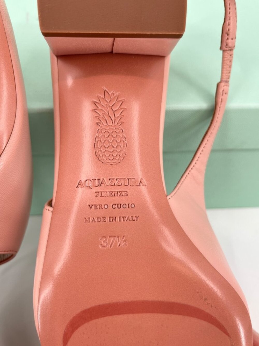 Aquazzura Very Bow Tie Sling Heels Pink Size 37.5 Leather Slip On Block Heel SB - Picture 7 of 14